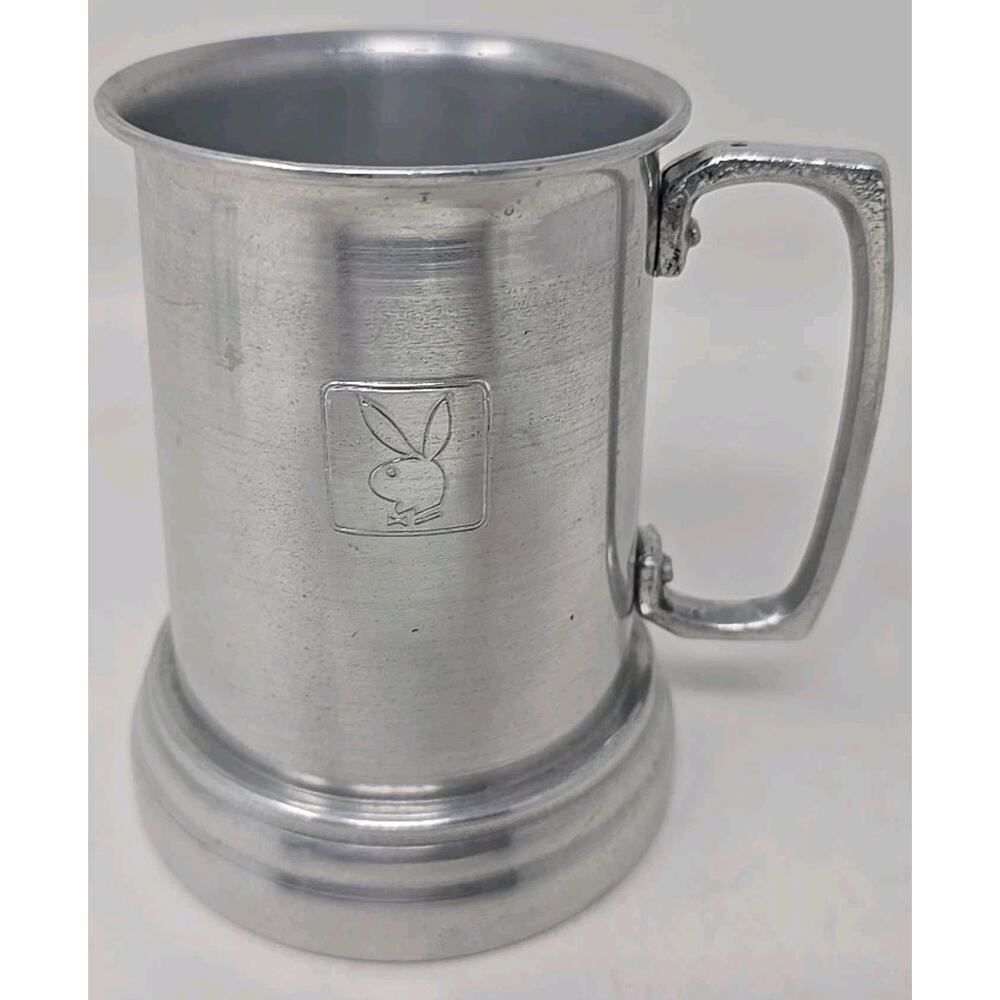 Vintage Playboy Bunny Aluminum Metal Clear‎ Bottom Beer Stein Mug U272
